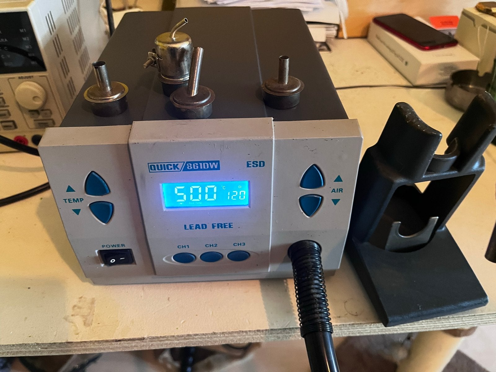 Quick 861DW hetelucht soldeerstation, Ophalen of Verzenden, Gebruikt, Overige typen
