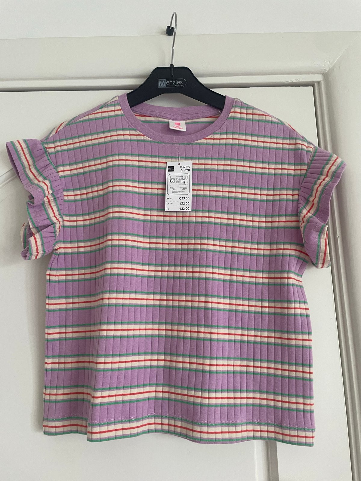 Nieuw HEMA shirt met leuke mouwen, maat 134, Ophalen of Verzenden, Nieuw, Meisje, Shirt of Longsleeve