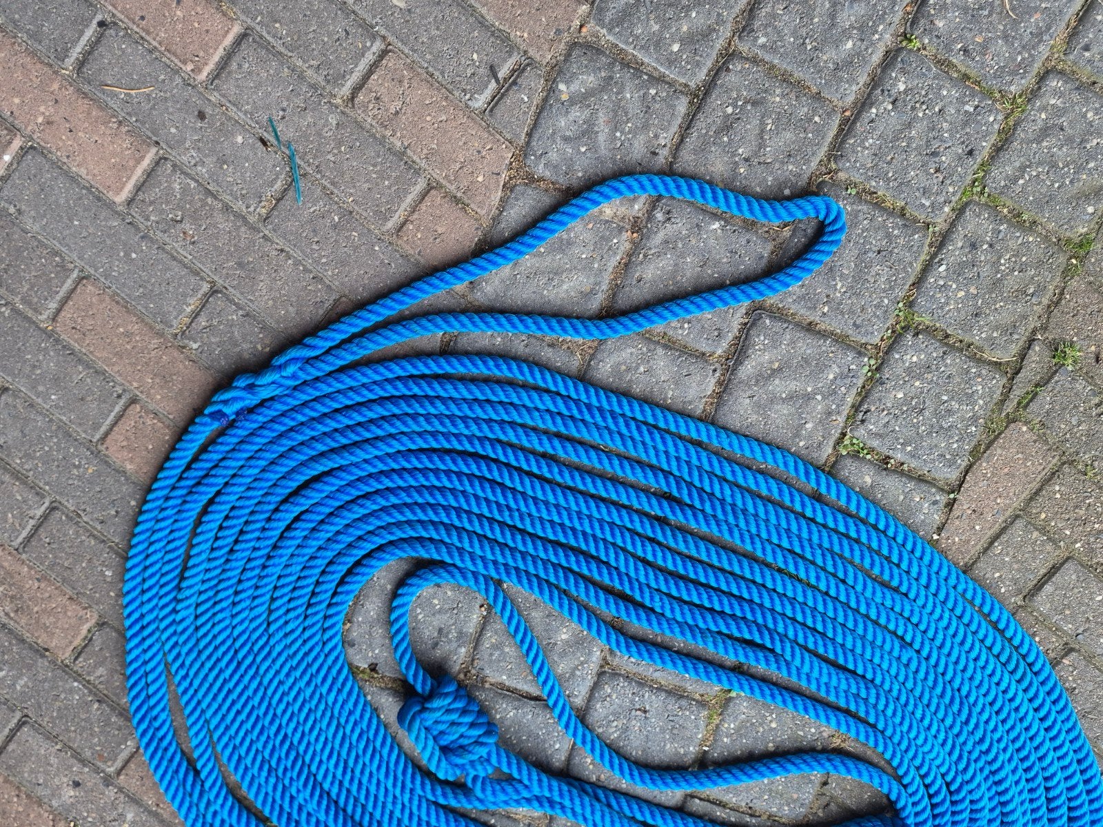 Blauwe meertros / landvast - 25 meter, Ophalen of Verzenden, Gebruikt, Lijn of Blok