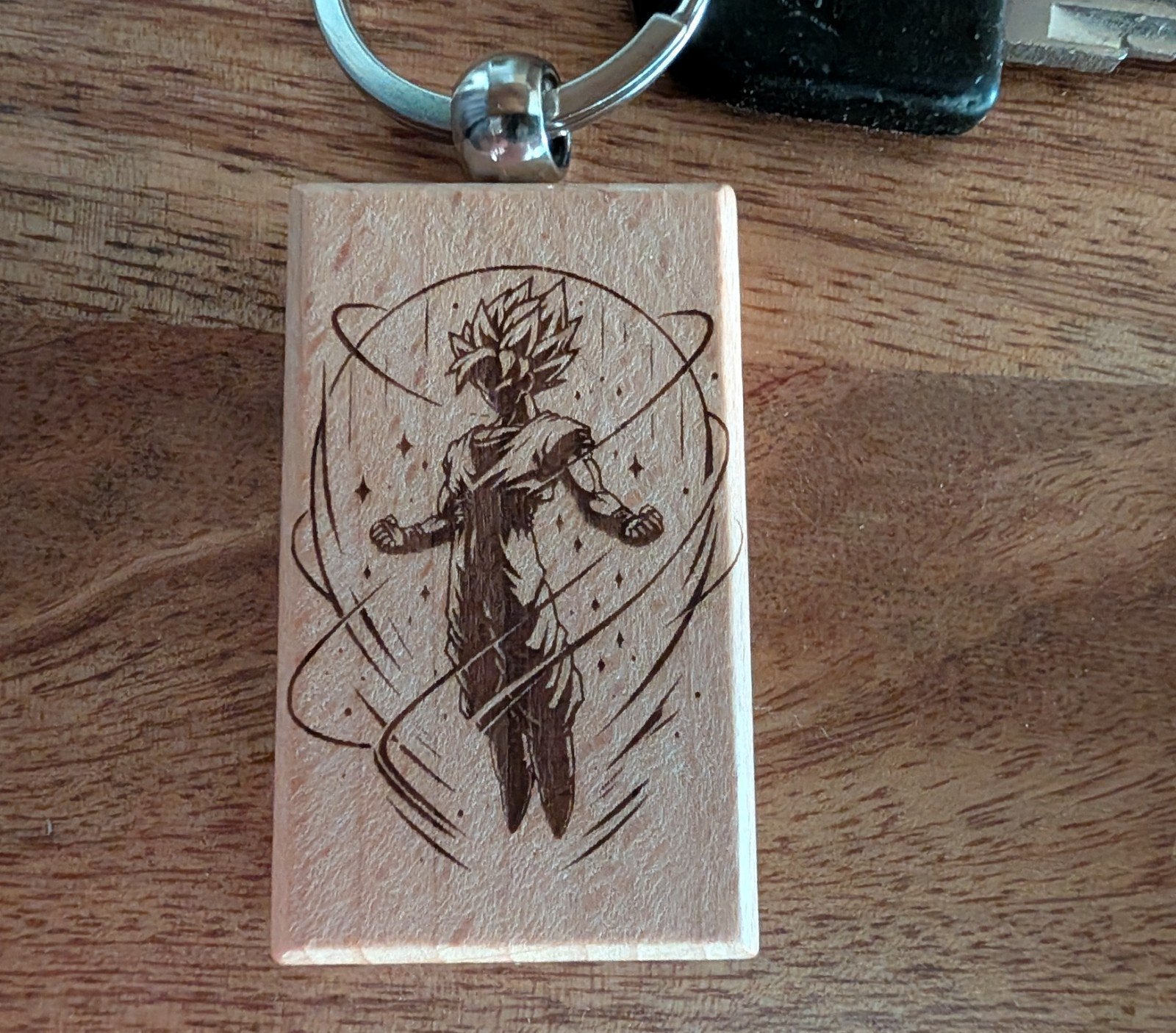 Dragon Ball Z Goku sleutelhanger - Hout - 5x3x0,7cm, Ophalen of Verzenden