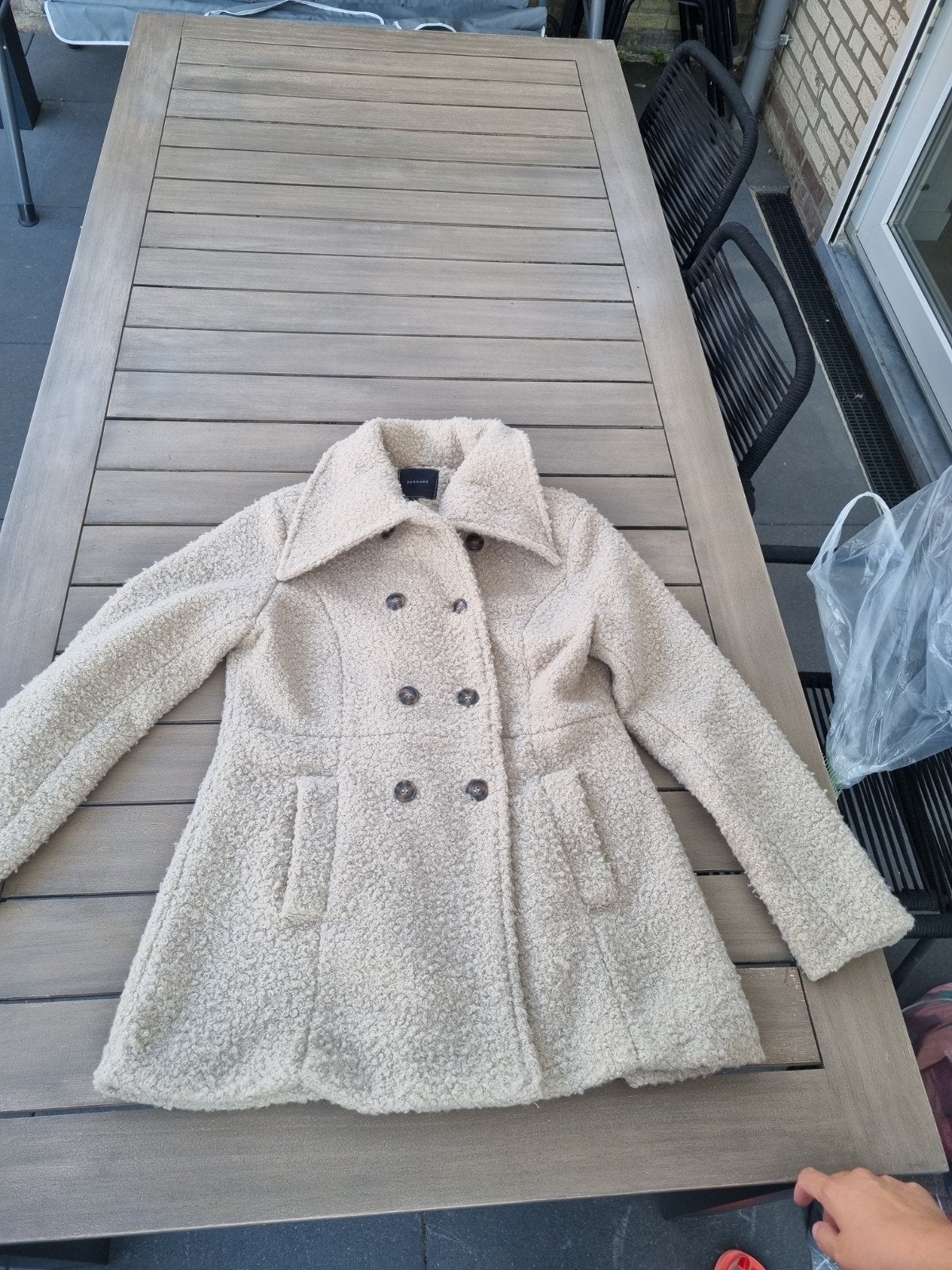 Pescaracoat teddy jas maat L, Beige, Maat 42/44 (L), Ophalen of Verzenden, Zo goed als nieuw