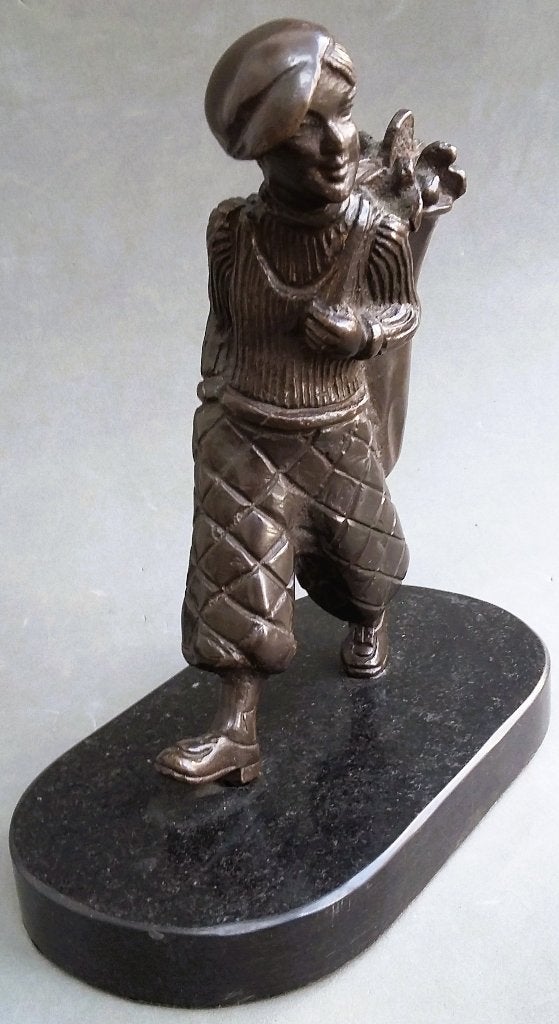 20 ste eeuw Bronzen Beeld Golf Jongen "CADDY BOY" Golfer, Ophalen of Verzenden, Brons