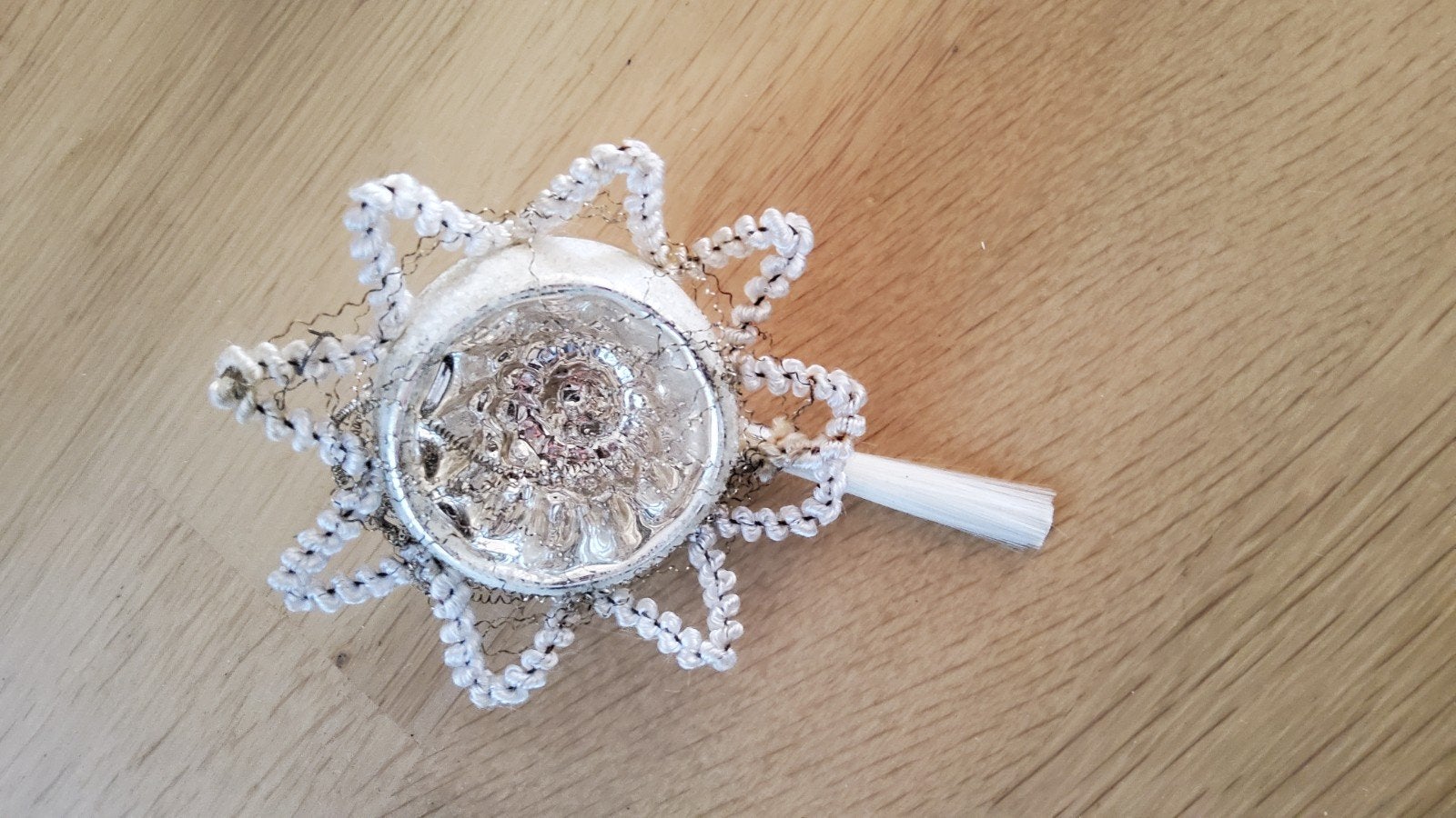 Antiek glazen zilveren ornament kerstbal kerstster, Ophalen of Verzenden