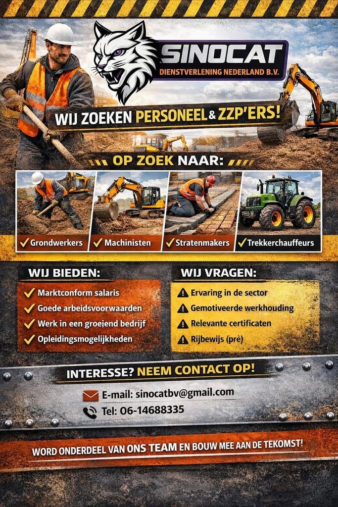 gezocht zzp grondwerker, Vacatures, 33 - 40 uur, Overige niveaus, Vanaf 1 jaar, Freelance of Uitzendbasis