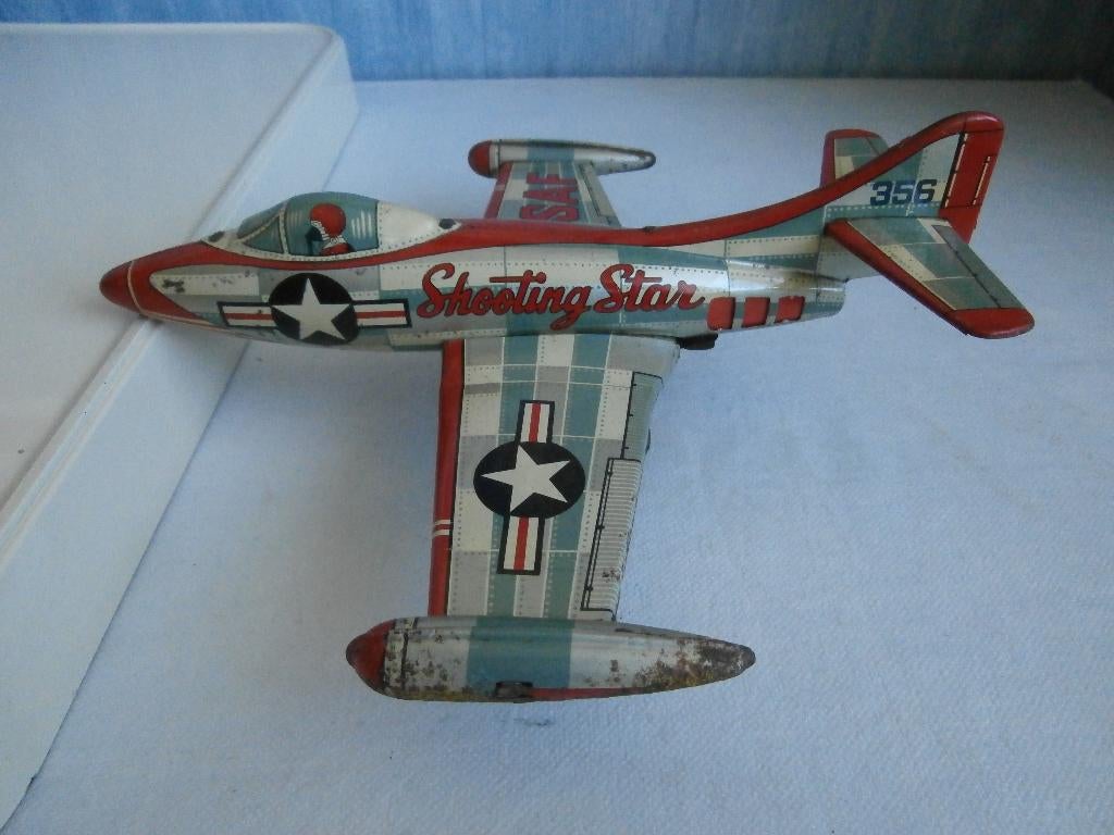 Blikken vliegtuig  Shooting Star  Modern Toys   jaren  "50 ., Antiek en Kunst, Ophalen of Verzenden