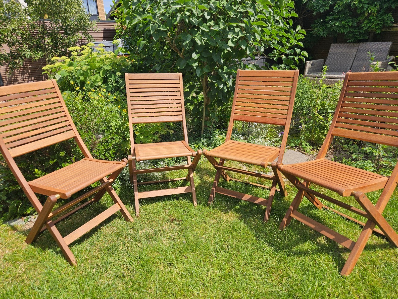 Jutlandia Hardwood tuinstoelen (set van 4), Ophalen, Zo goed als nieuw