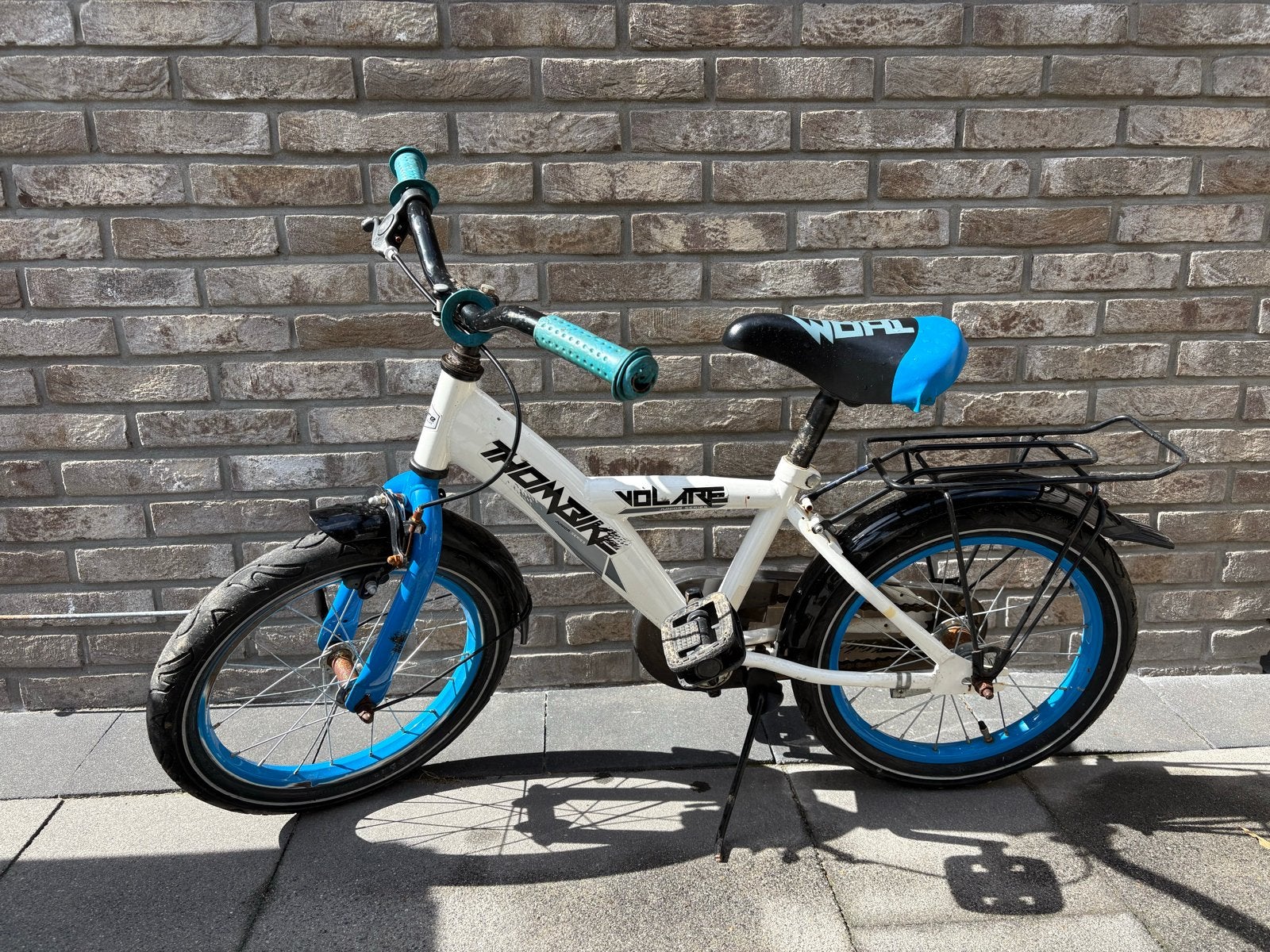 Volare Thombike kinderfiets 16 inch - Wit/Blauw, Ophalen, Gebruikt, Velgrem, 16 tot 20 inch