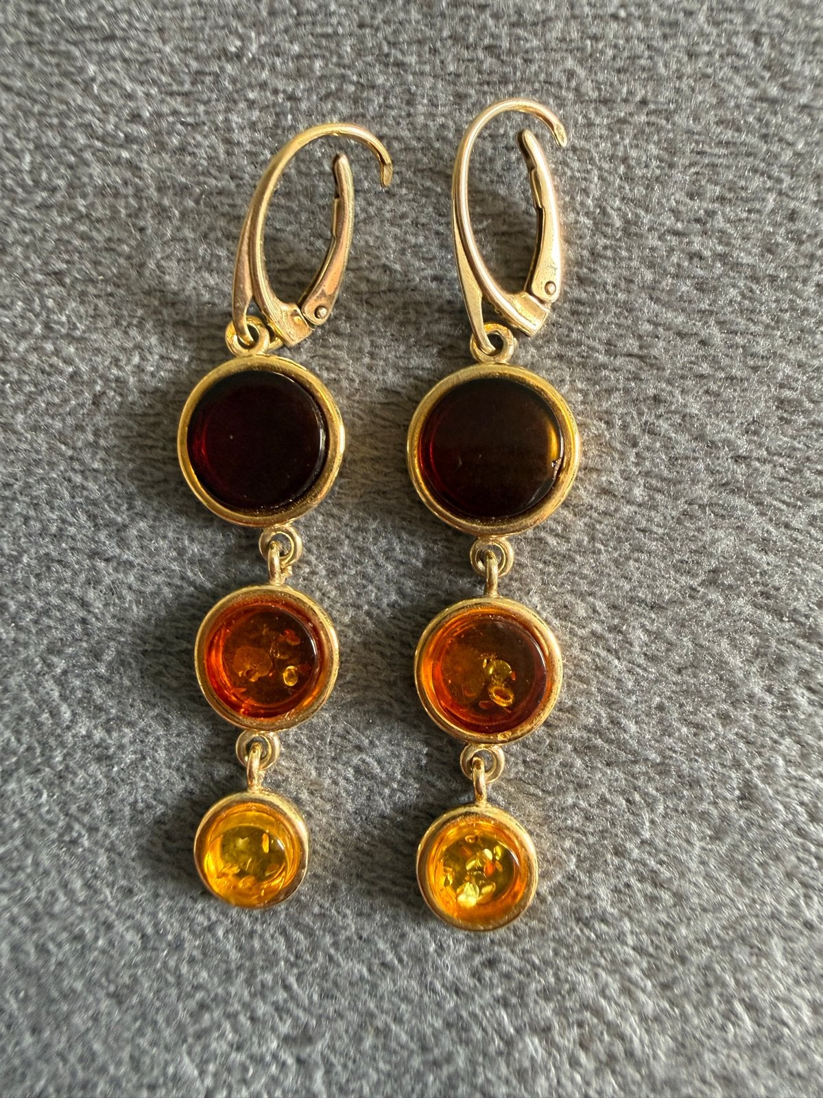 Elegante Goud vergulde Oorbellen met barnstenen, Overige materialen, Barnsteen, Hangers, Overige kleuren