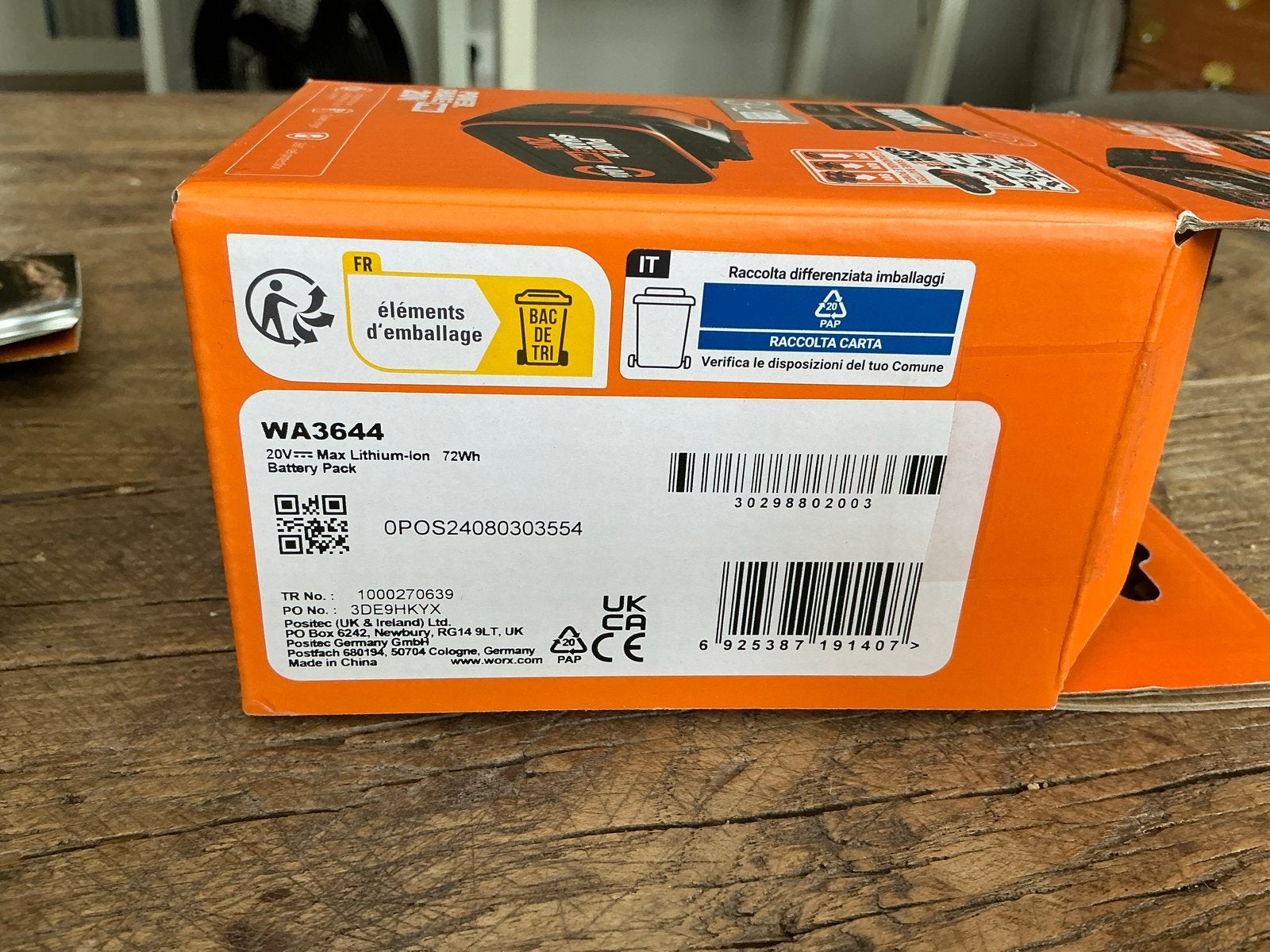 Worx PowerShare Pro 20V 4.0Ah Accu WA3644, Ophalen of Verzenden, Nieuw