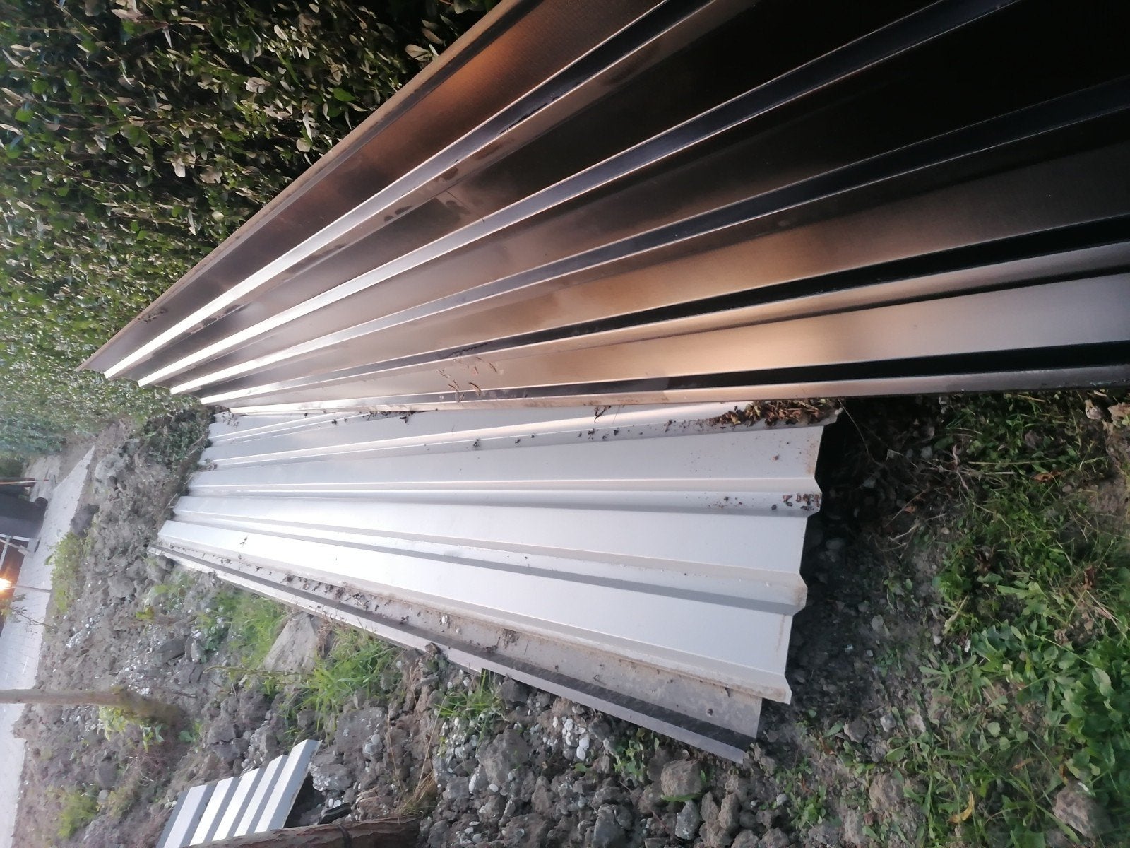 Damwand dakplaten 6,1 meter lang, Gebruikt, 15 m² of meer, Metaal, Grijs