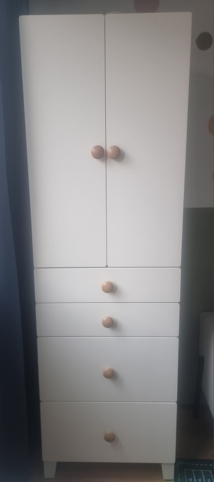 Witte kinderen kledingkast met lades en hangruimte, Ophalen, 50 tot 70 cm, 105 cm of meer, 100 cm of meer