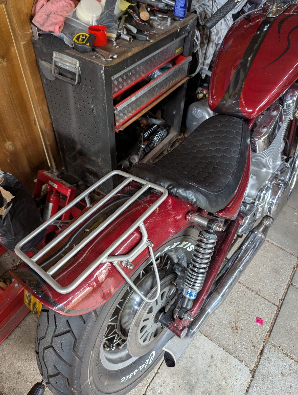 rvs bagagerek suzuki vs1400 intruder. met leren tassen, Ophalen of Verzenden