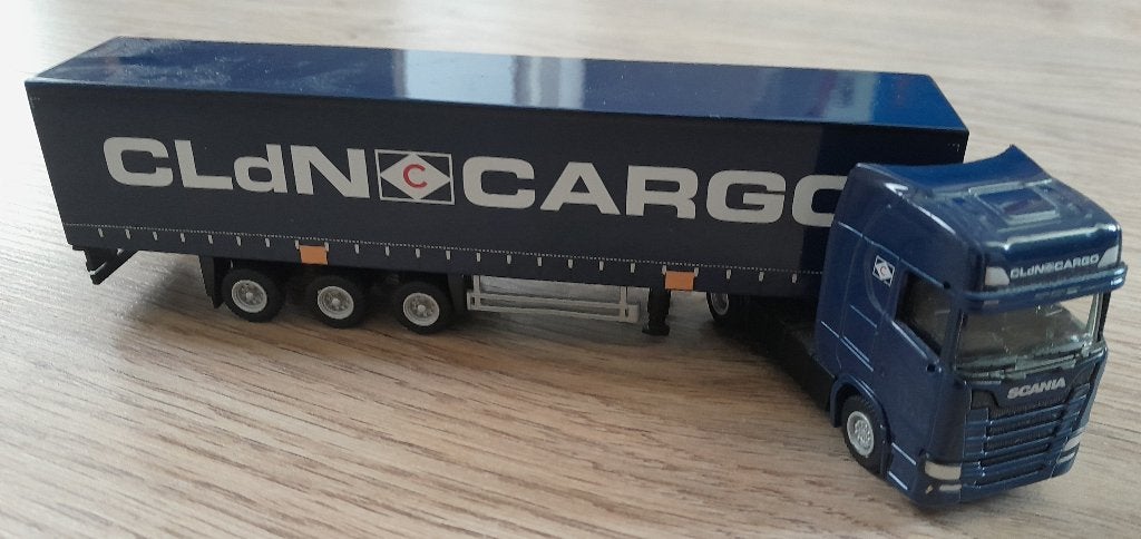 Schaalmodel Scania truck en trailer CLdN Cargo, Ophalen of Verzenden, Gebruikt, Bus of Vrachtwagen, Overige merken
