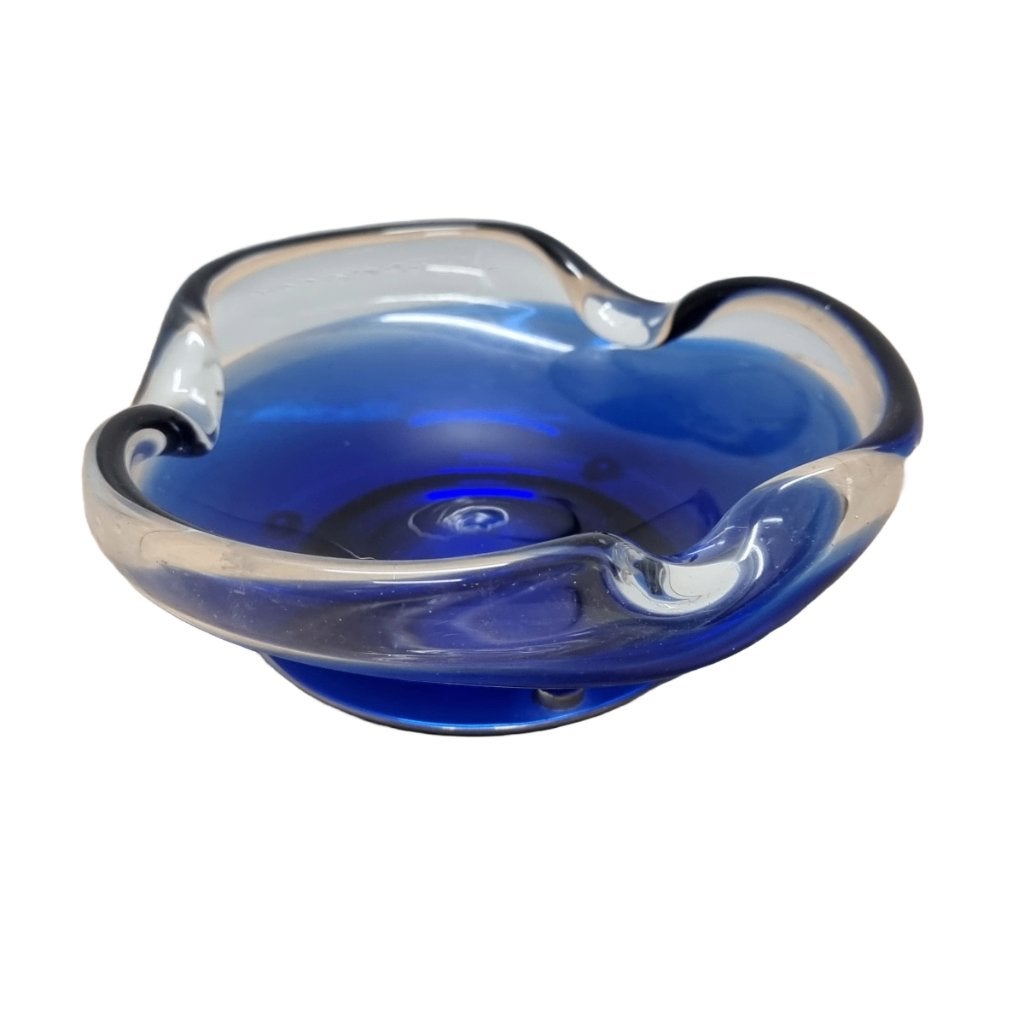 Blauw glazen Murano schaaltje, Huis en Inrichting, Woonaccessoires | Schalen en Manden, Schaal, Rond, Ophalen of Verzenden, Glas