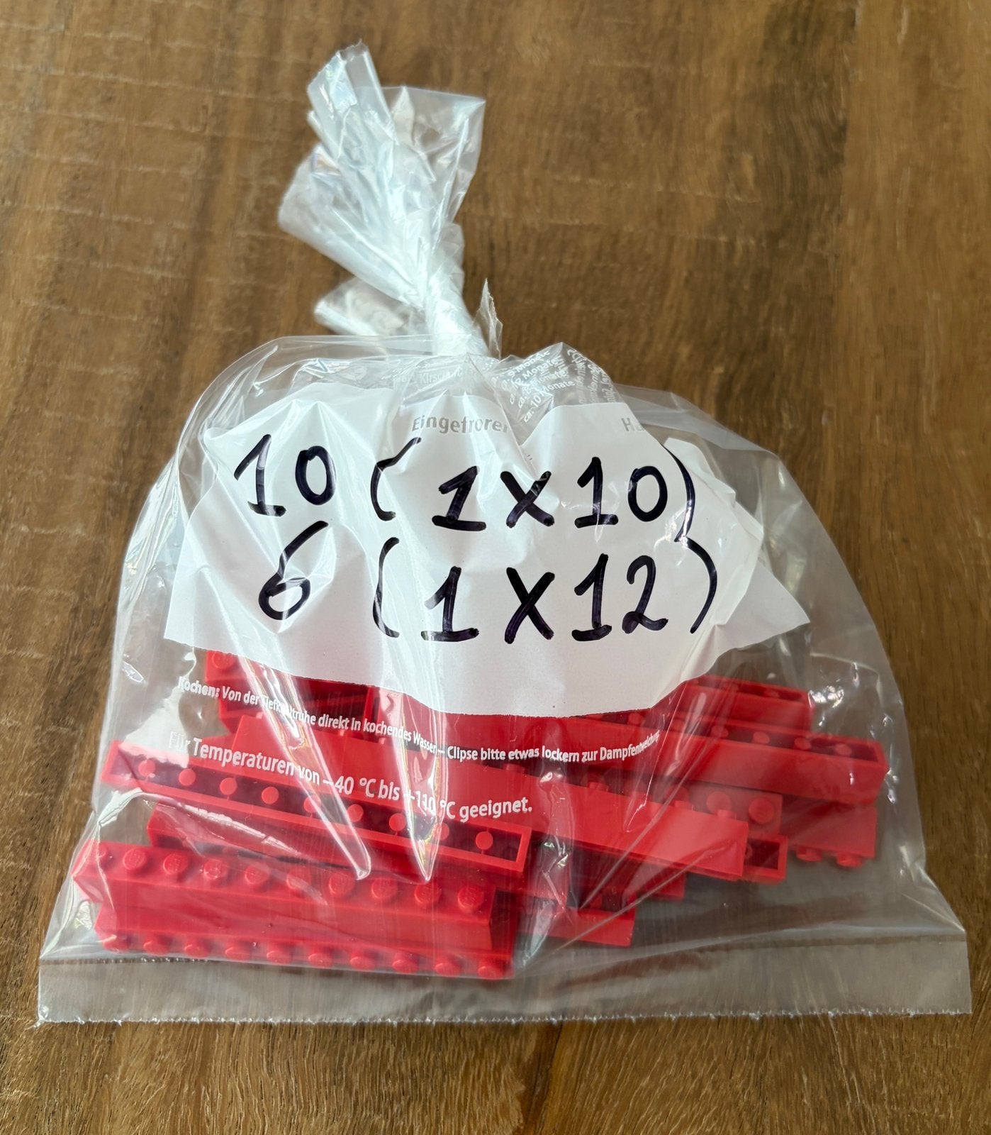 Rode LEGO blokjes  1 x 10 / 1 x 12 (16 st.), Ophalen of Verzenden, Gebruikt, Losse stenen, Lego