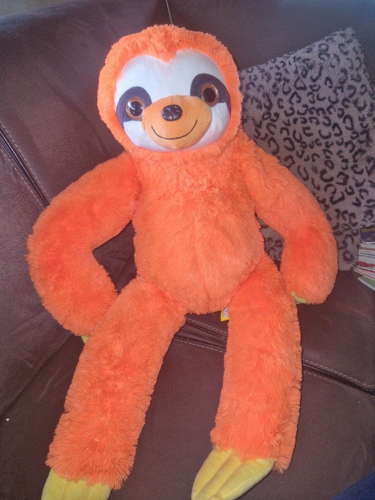 Grote oranje luiaard knuffel - Bananas, Oranje, Overige merken, Overige karakters, Overige typen