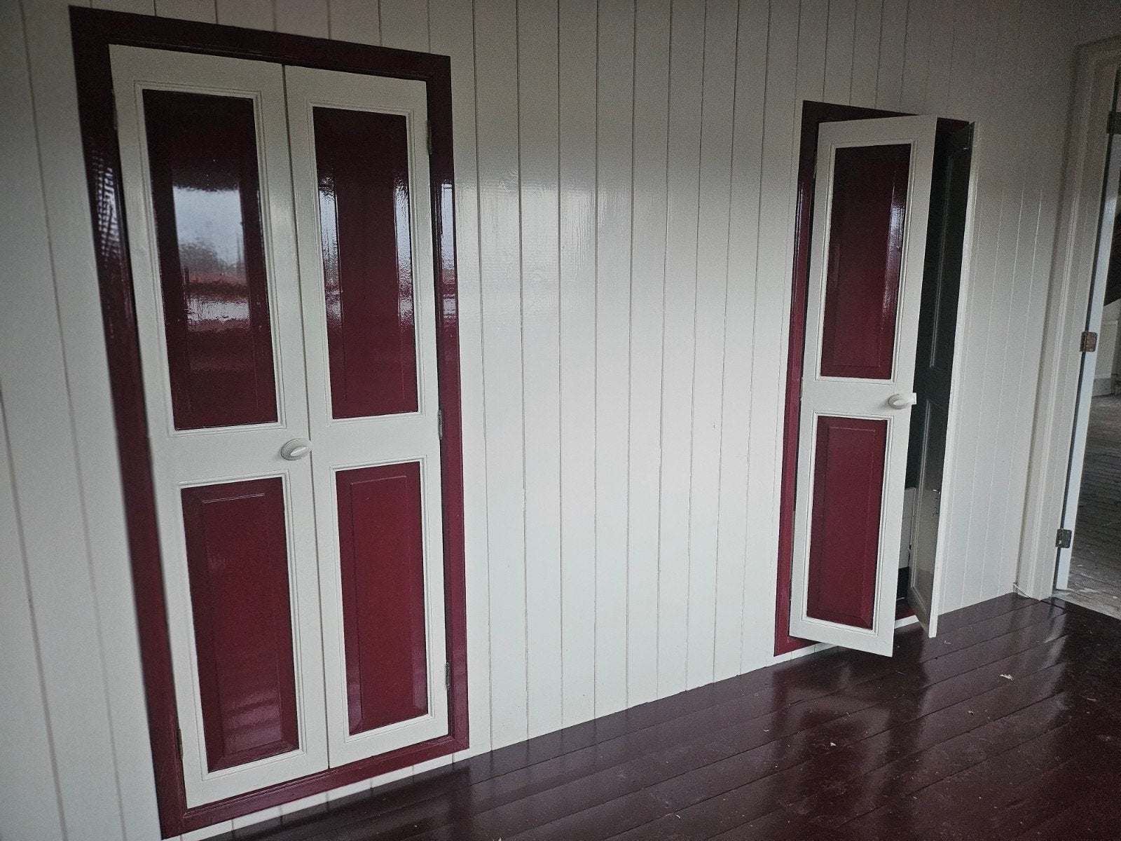 dubbele oude 'bedstede' deuren, rood met wit, Ophalen, Gebruikt, Minder dan 80 cm, Binnendeur