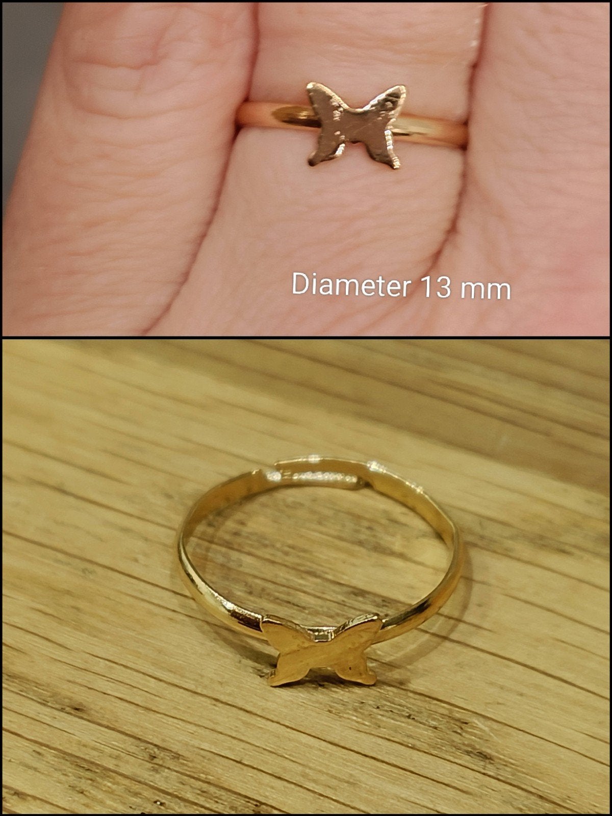 gouden ring met vlinder, Nieuw, Ophalen of Verzenden, Kleiner dan 17, Dame