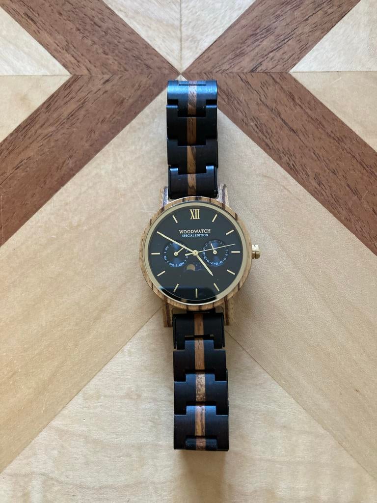 Woodwatch Special Limited Edition Zebra herenhorloge hout, Sieraden, Tassen en Uiterlijk, Horloges | Heren, Overige merken, Overige materialen