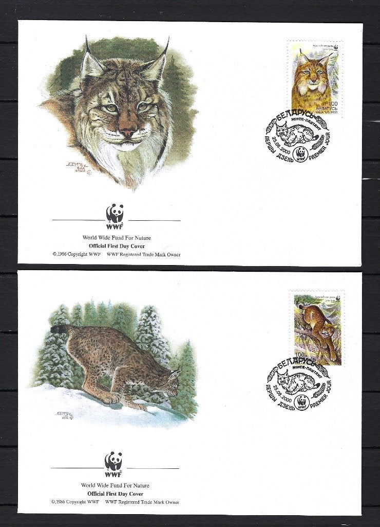 WWF Belarus 4x FDC Mi. 373/376 (lynx), Ophalen of Verzenden, Dier of Natuur