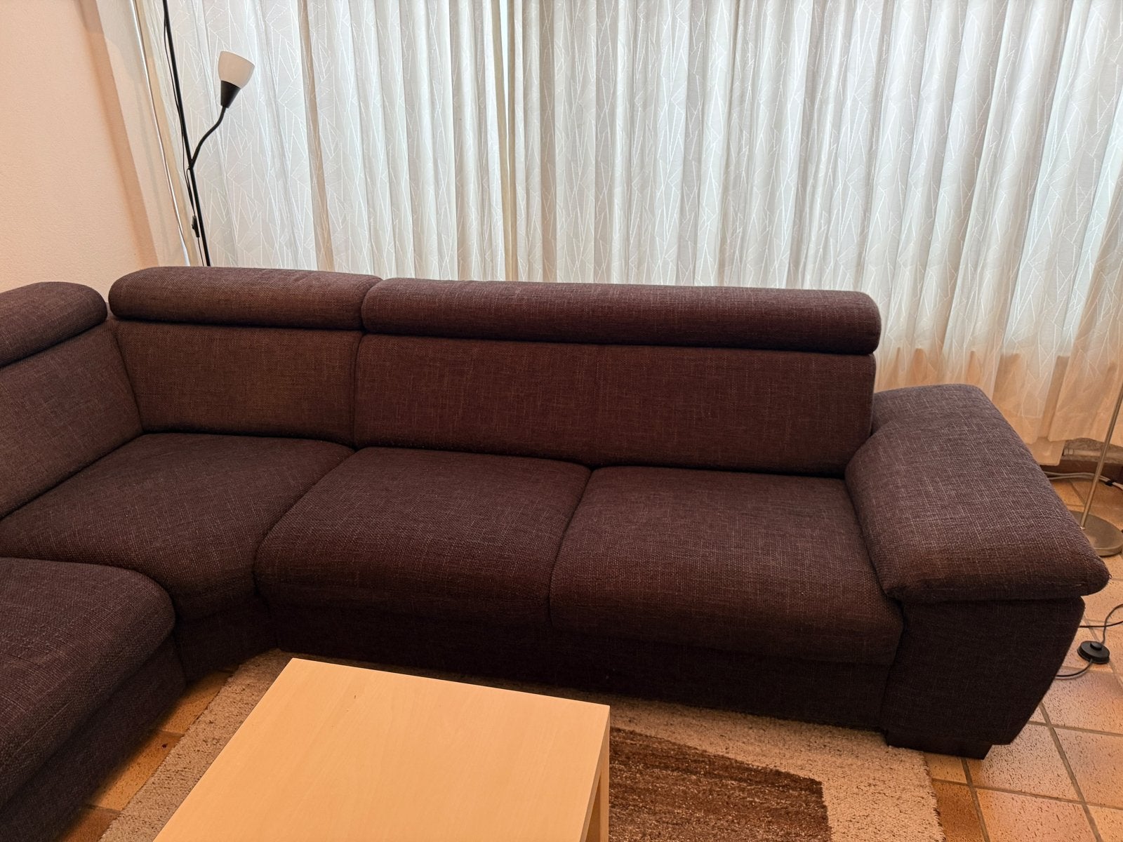 Comfortabele hoekbank - Donkerbruin, Ophalen, Gebruikt, Stof