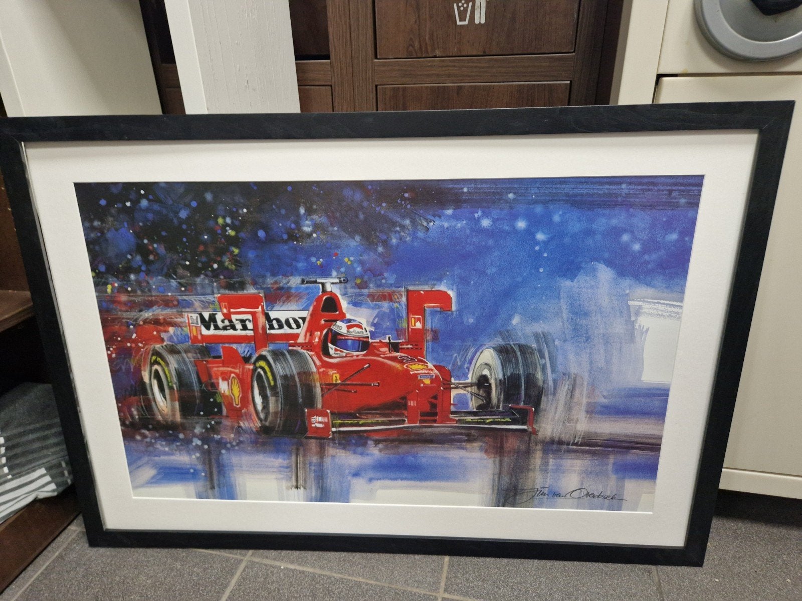 Jim van overbeek formule 1 (in ferrari), Huis en Inrichting, Woonaccessoires | Schilderijen, Tekeningen en Foto's, Ophalen of Verzenden