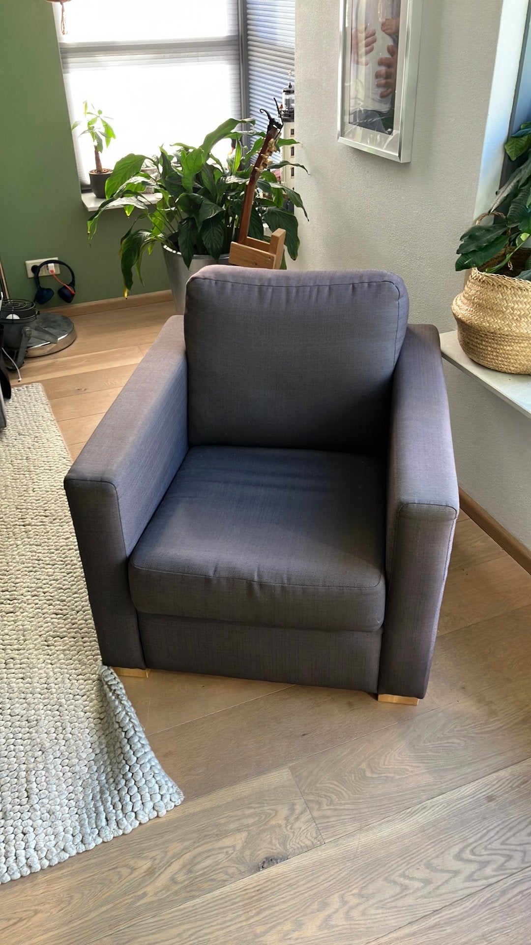 Lekkere fauteuil antraciet, Huis en Inrichting, Ophalen, Gebruikt, 75 tot 100 cm, 75 tot 100 cm