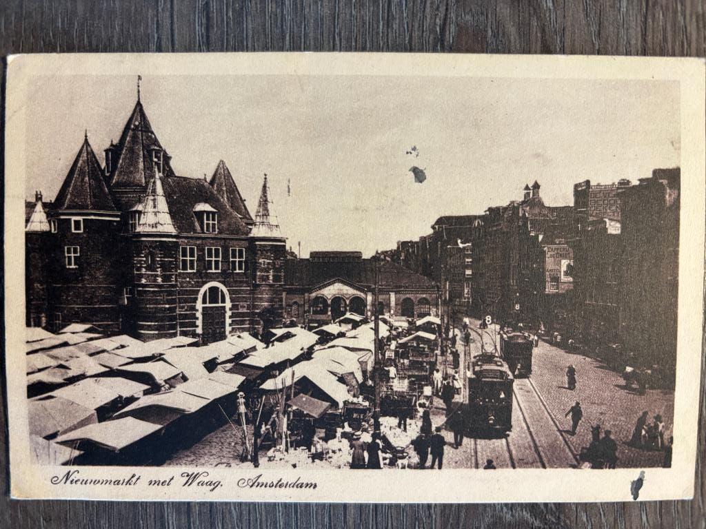 Ansichtkaart Amsterdam - Nieuwmarkt met Waag, Ophalen of Verzenden, Voor 1920, Gelopen, Noord-Holland