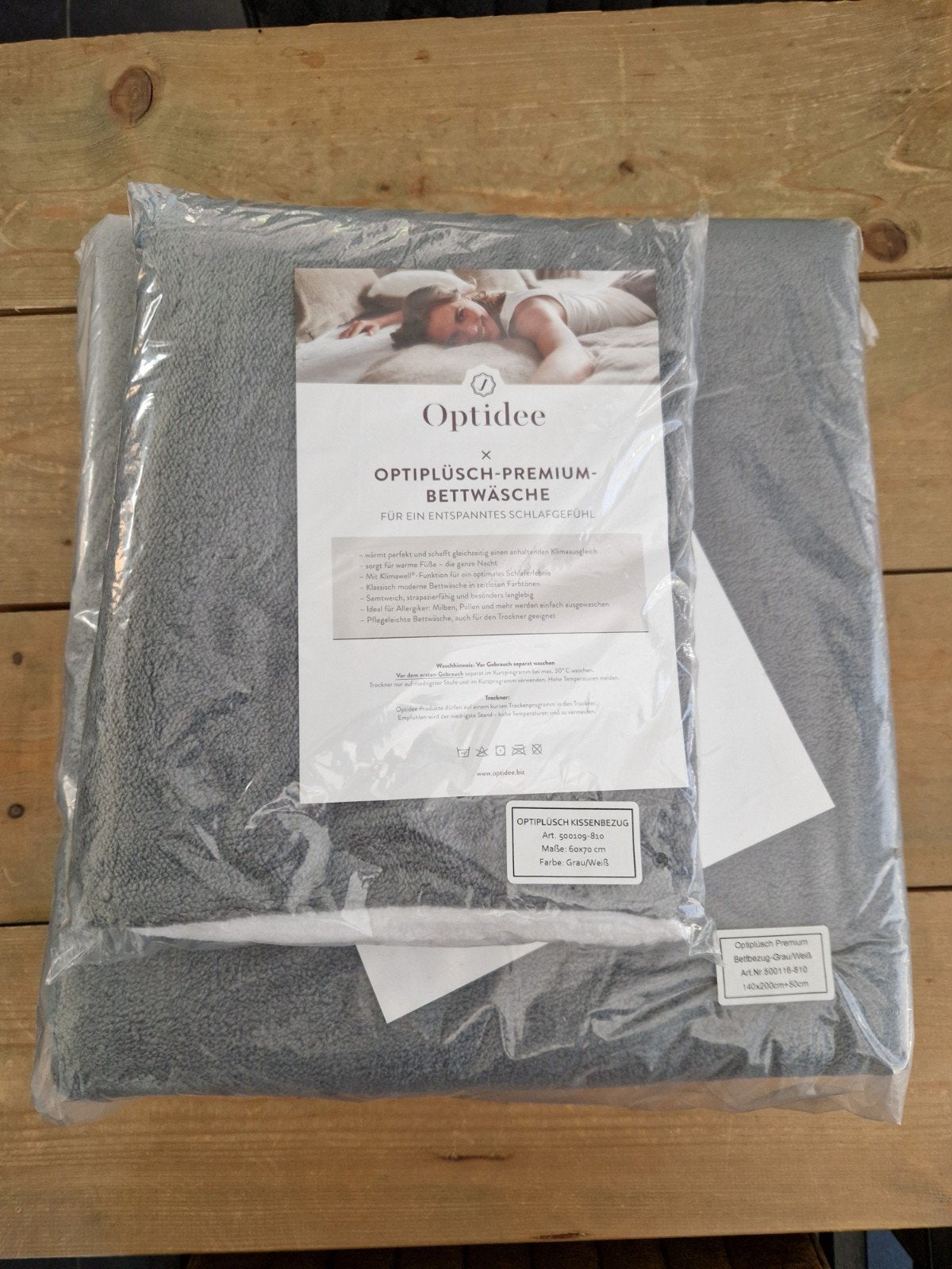 Optidee pluche dekbedovertrek grijs-wit 140x200cm, Eenpersoons, Meerkleurig, Dekbedovertrek, Nieuw