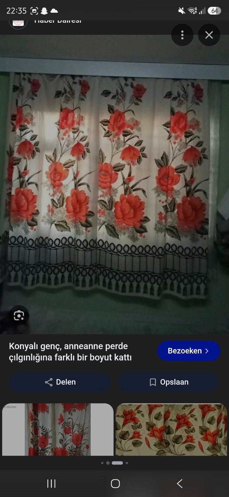 gezocht Vintage Gordijn met Bloemen en Tulpenprint turkse, Ophalen of Verzenden, Gebruikt, Groen, Gordijn
