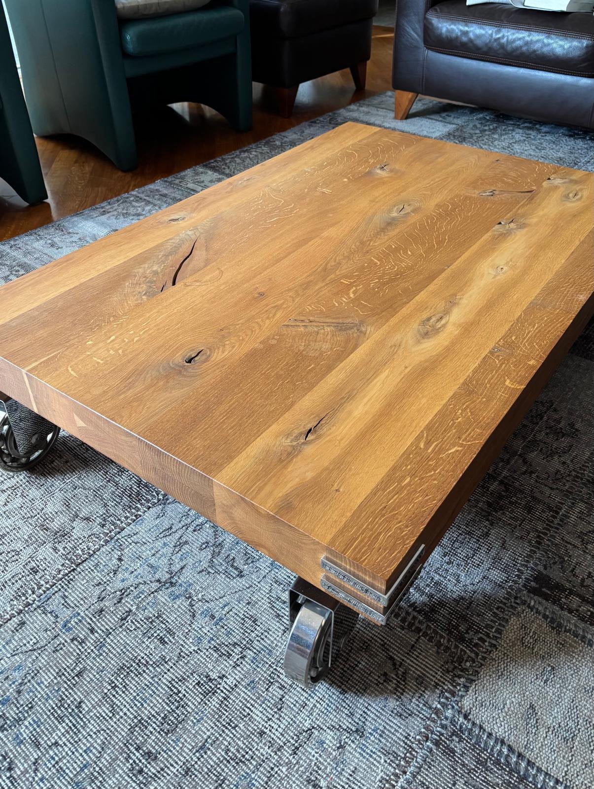Salontafel eiken. 81 x 120 x 28 Hulshoff, Huis en Inrichting, Ophalen, 100 tot 150 cm, Eikenhout, 50 tot 100 cm