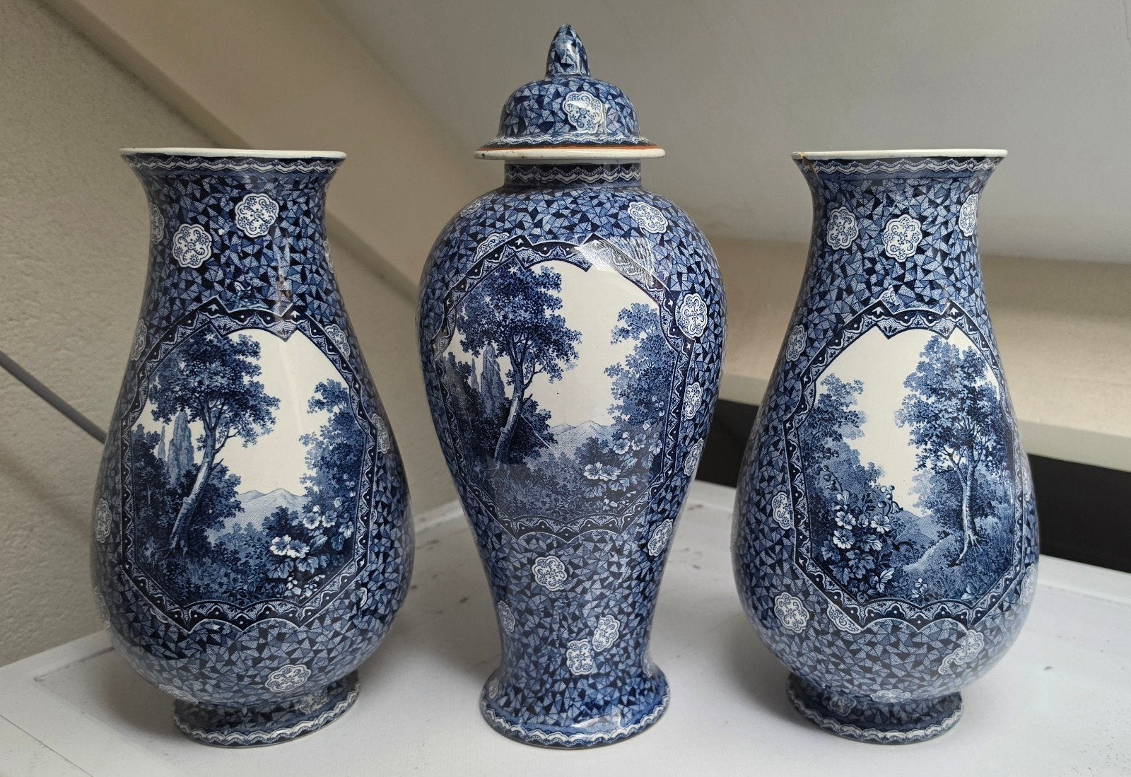 Villeroy & Boch Dresden vazen set - Blauw/Wit, Antiek en Kunst, Ophalen