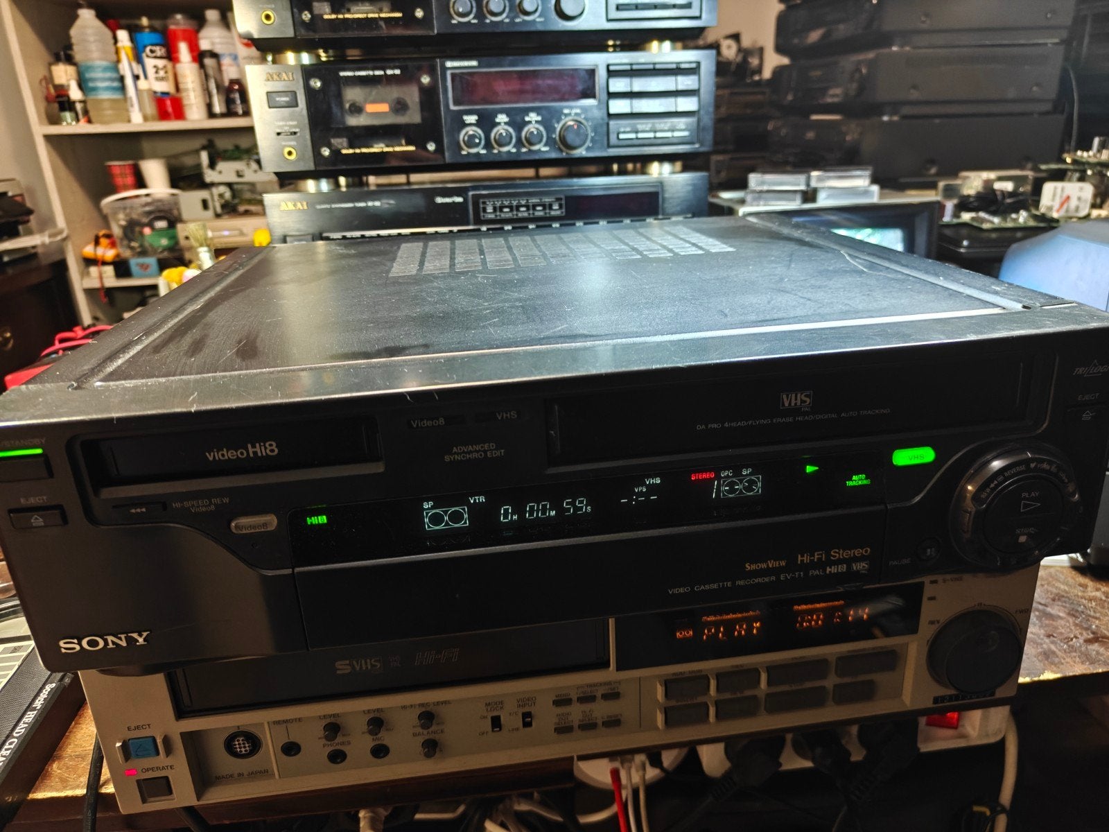 Sony EV-T1 VHS / Video8 / Hi8 recorder + afstandsbediening, Ophalen of Verzenden