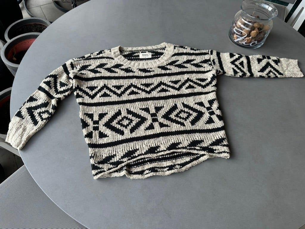 Zwart/beige 8mm trui, maat XS = L/XL, Kleding | Dames, 8mm, Verzenden, Zwart, Maat 42/44 (L)