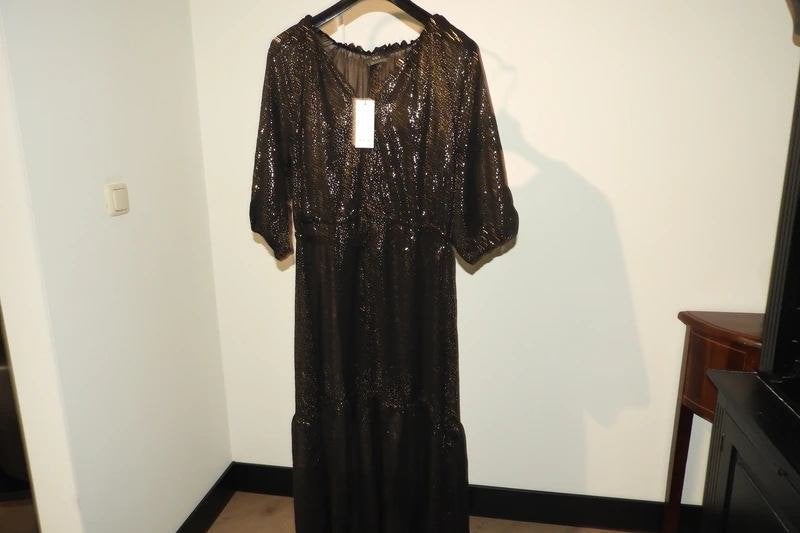 SET nieuwe maxi dress zwart gouden stippeltjes Nieuw M
