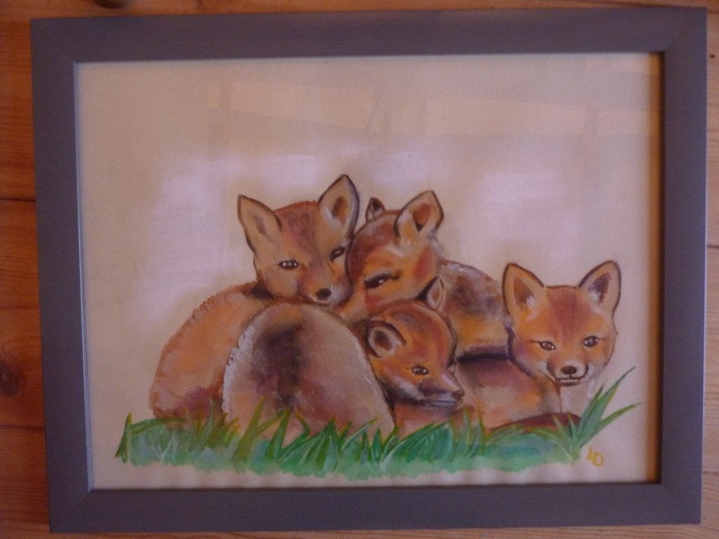 Vossen, Realistisch, Dieren, Ophalen of Verzenden, Pastel