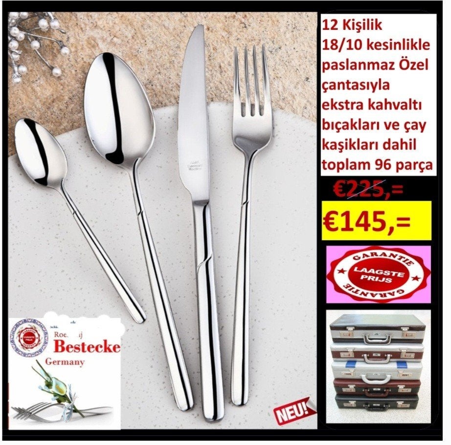 Bestek set 12 persoons Duitse kwaliteit 4mm roestvrij, Huis en Inrichting, Keuken | Bestek, Ophalen of Verzenden, Nieuw, Rvs of Chroom