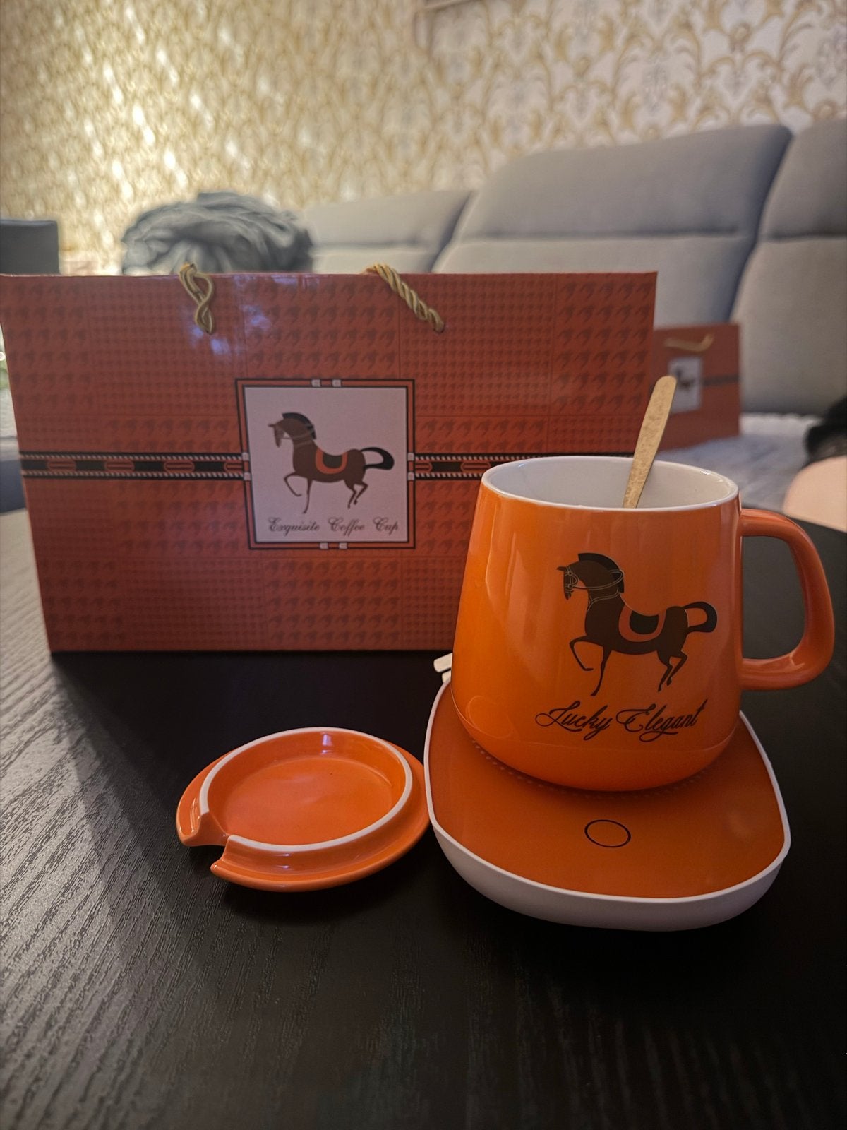 Koffiebeker met warmhoudplaat - Luxe, Overige typen, Nieuw, Ophalen of Verzenden, Steen/keramiek
