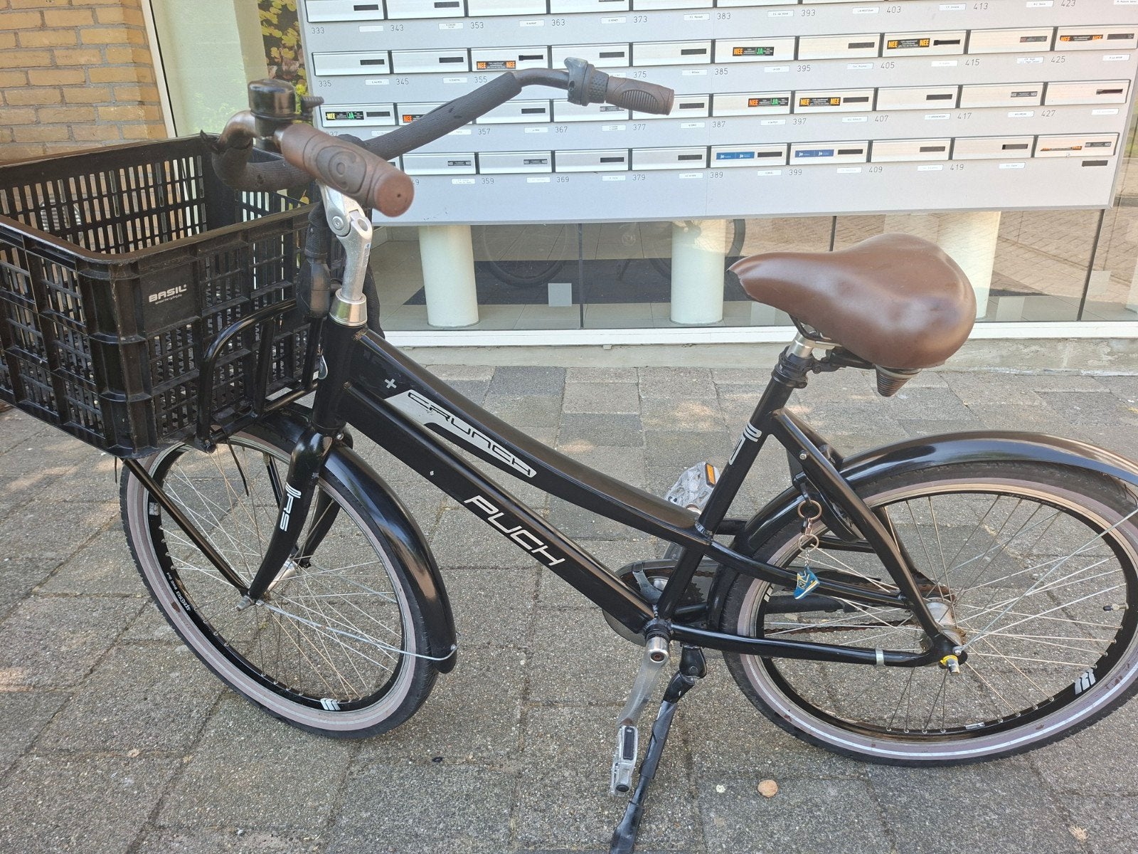 Puch Crunch Damesfiets met Mand - Zwart, Gebruikt, Velgrem, Versnellingen, 50 tot 53 cm