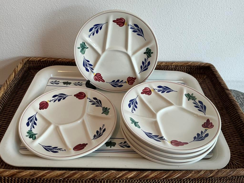 Boerenbont Boch België ( Fondue/Gourmet/Barbecue borden), Huis en Inrichting, Keuken | Servies, Ophalen of Verzenden, Zo goed als nieuw