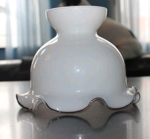 Prachtig retro vintage opaline lampenkap, Wit, Rond, Ophalen of Verzenden, Zo goed als nieuw