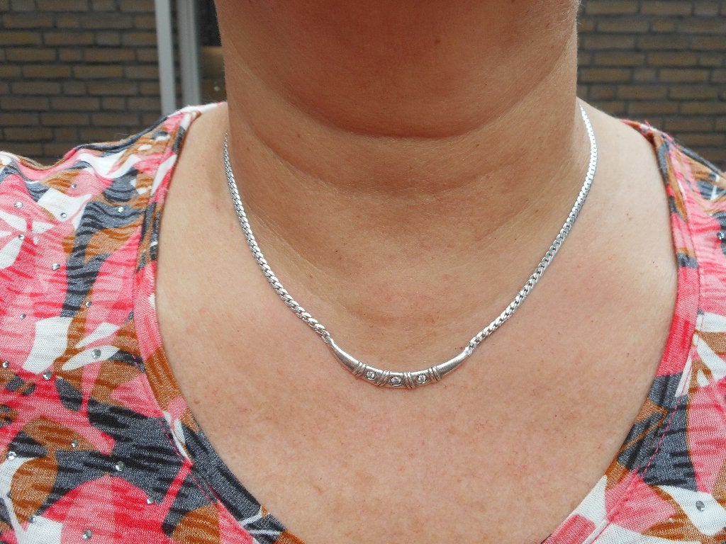 Zilveren vintage collier Friedrich Binder nr.1781, Met hanger, Verzenden, Zo goed als nieuw, Zilver