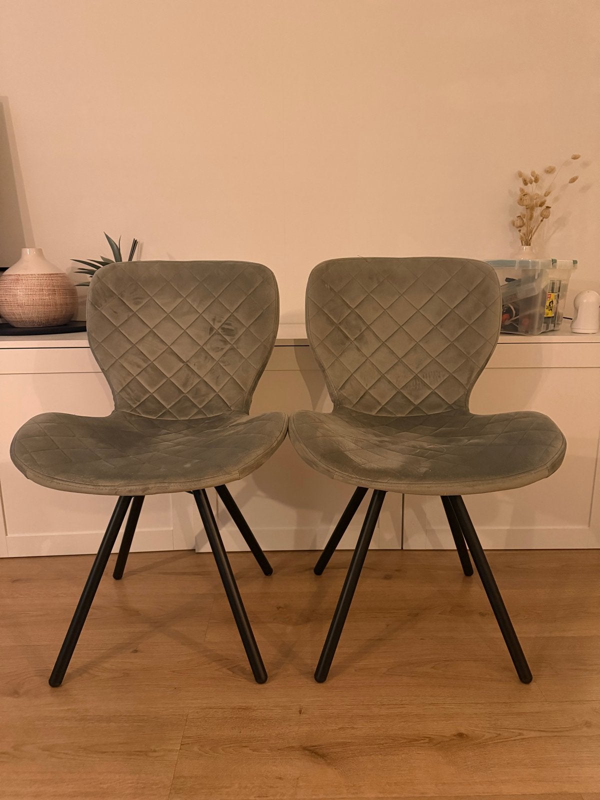 4 Kwantum stoelen - Groen fluweel, Ophalen, Gebruikt, Overige kleuren, Vier