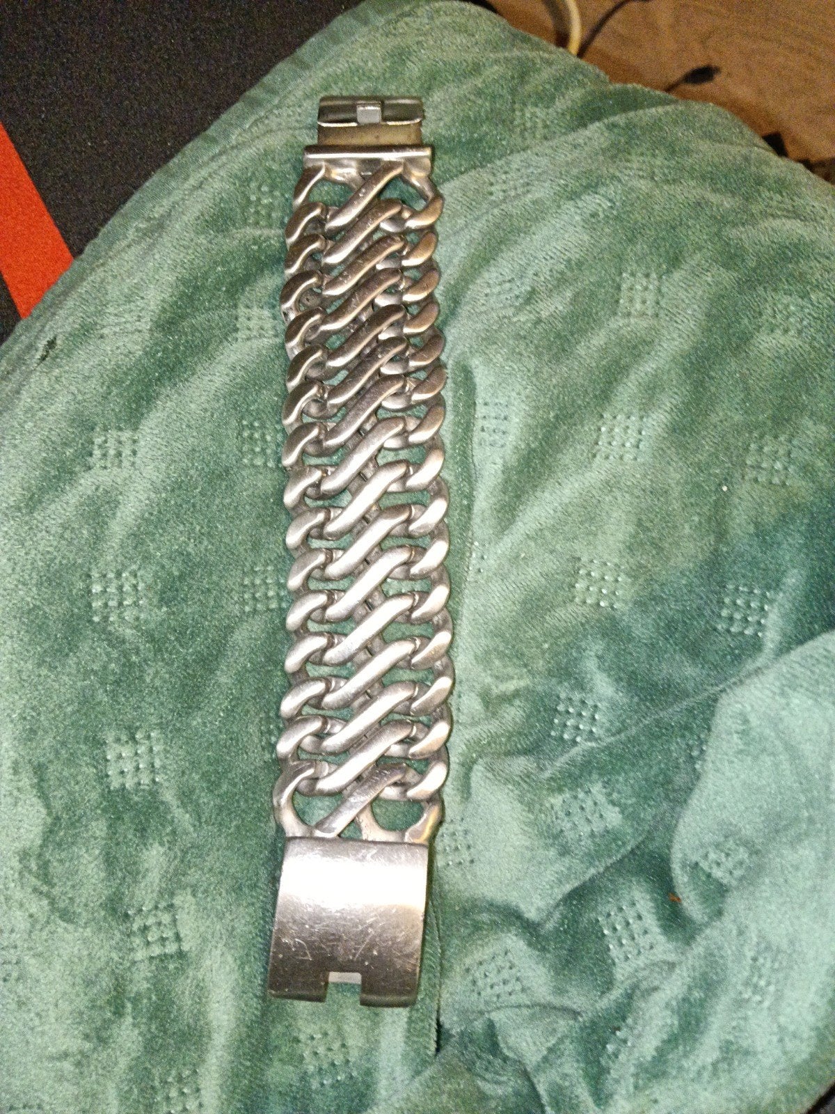 Zilverkleurige schakelarmband, Ophalen, Gebruikt, Zilver, Staal