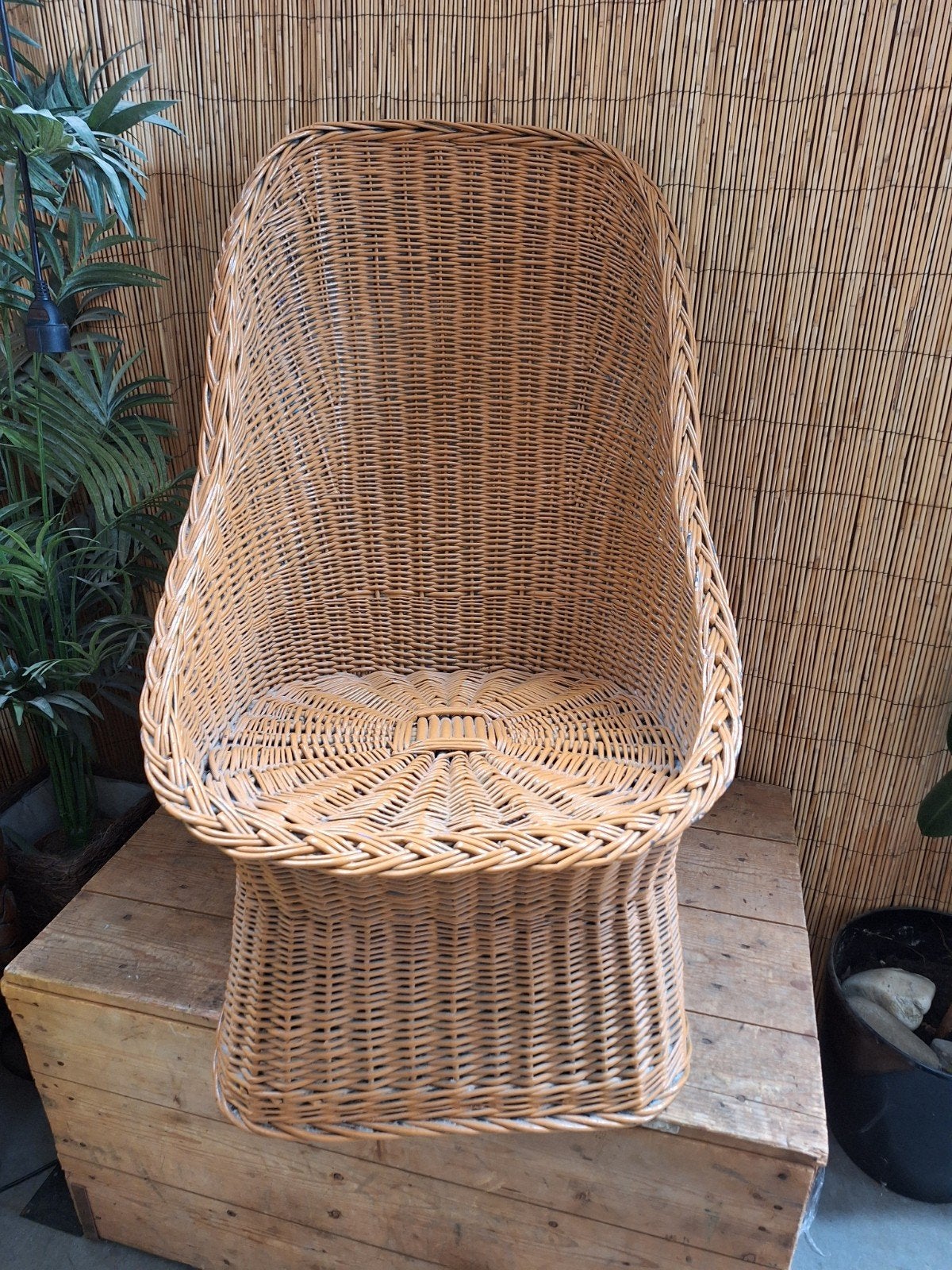 Rieten rotan stoel, Huis en Inrichting, Stoelen, Ophalen, Bruin, Eén