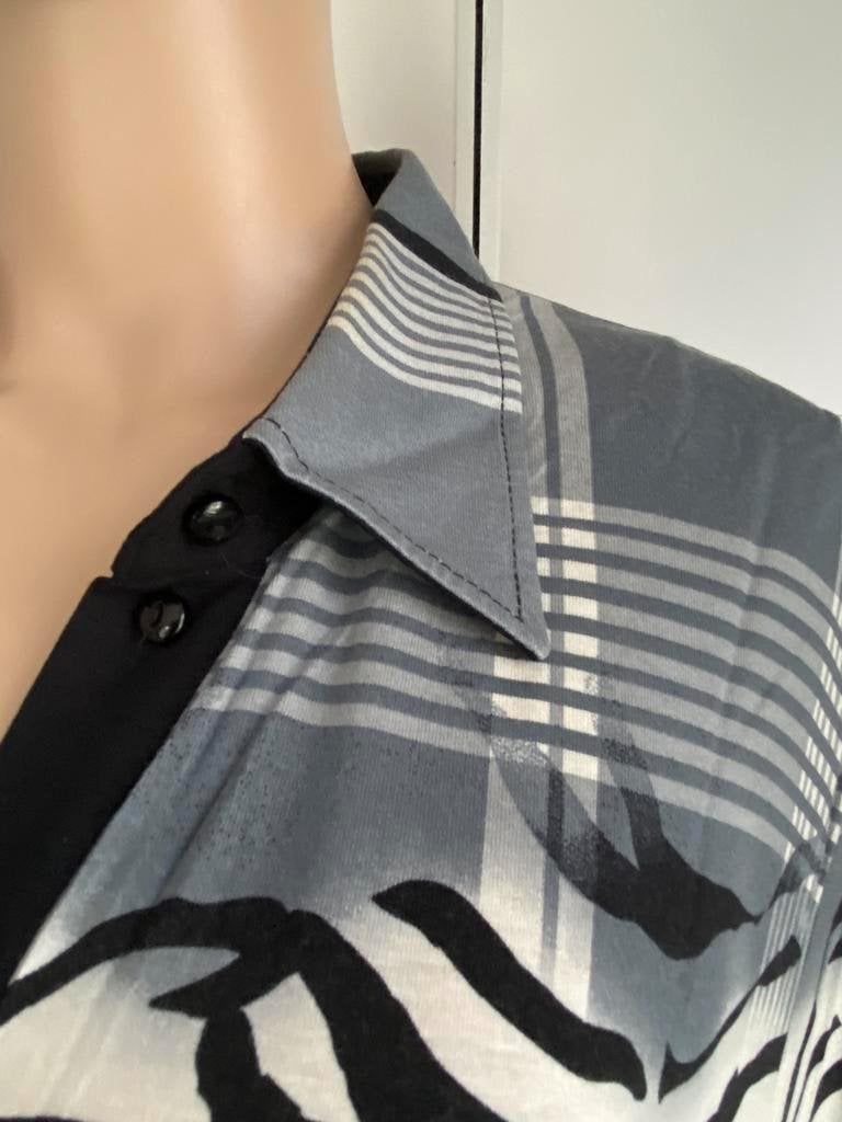F836 Sommermann maat 50=XXL lang vest blouse wit/zwart/paars, Kleding | Dames, Sommermann, Wit, Maat 46/48 (XL) of groter, Ophalen of Verzenden