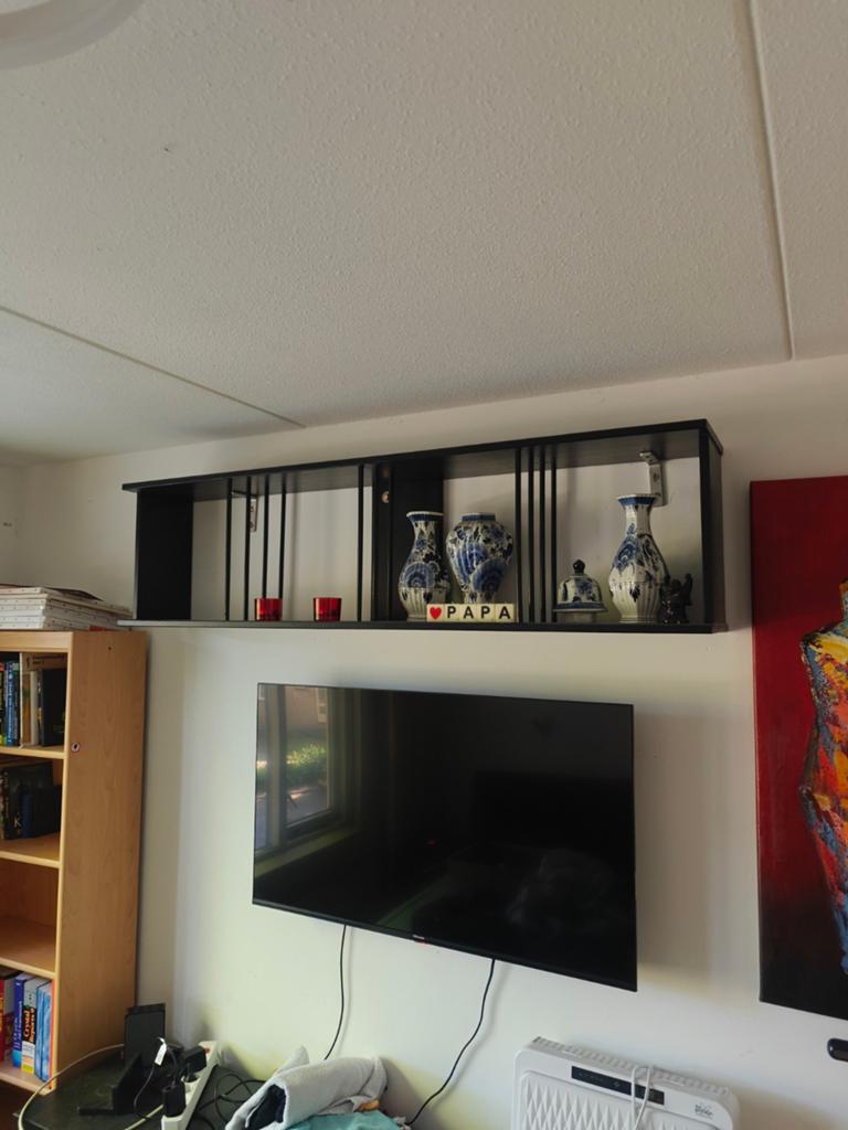 Zwart hangend boekenkastje / wandrek - 150x38x26 cm, Ophalen, Met plank(en), Gebruikt, 100 tot 150 cm