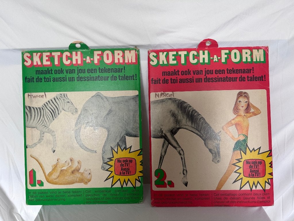 Complete Set Vintage Sketch-a-Form Tekendozen, Hobby en Vrije tijd, Ophalen of Verzenden, Gebruikt, Papier, Schets- of Tekenboek