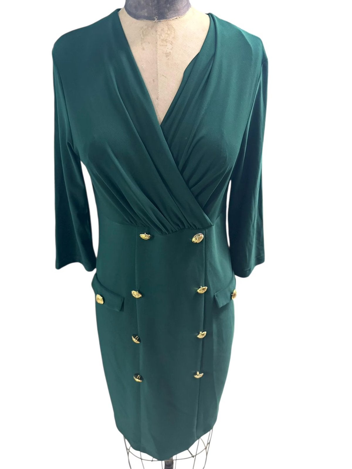 Ribkoff luxe jurk smaragdgroen knopen detail maat 44, Kleding | Dames, Verzenden, Maat 42/44 (L), Joseph Ribkoff, Zo goed als nieuw