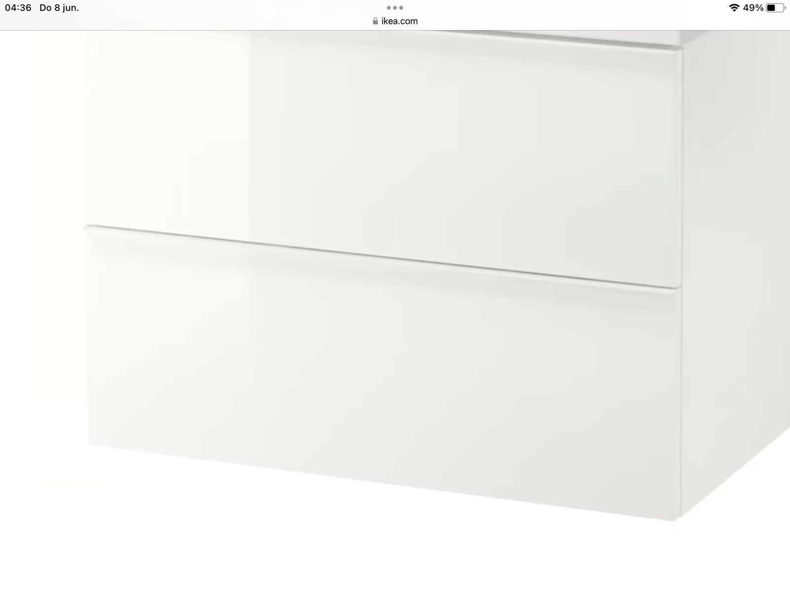 Badkamer meubel Witte ladekast met 2 laden, hoogglans, Ophalen, Nieuw, 50 tot 100 cm, Minder dan 100 cm